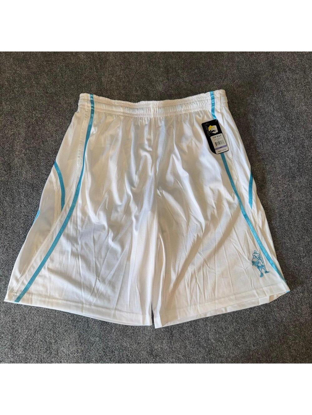 NWT AND1 White/Turqoise Baggy Dazzle Mesh Hoop Shorts Mens 2XL Vtg y2k 90s Rare